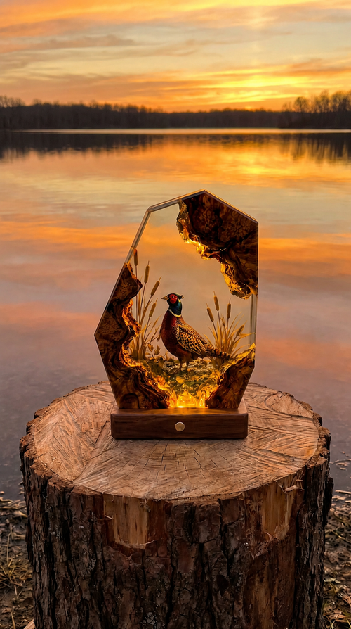 pheasant resin lamp